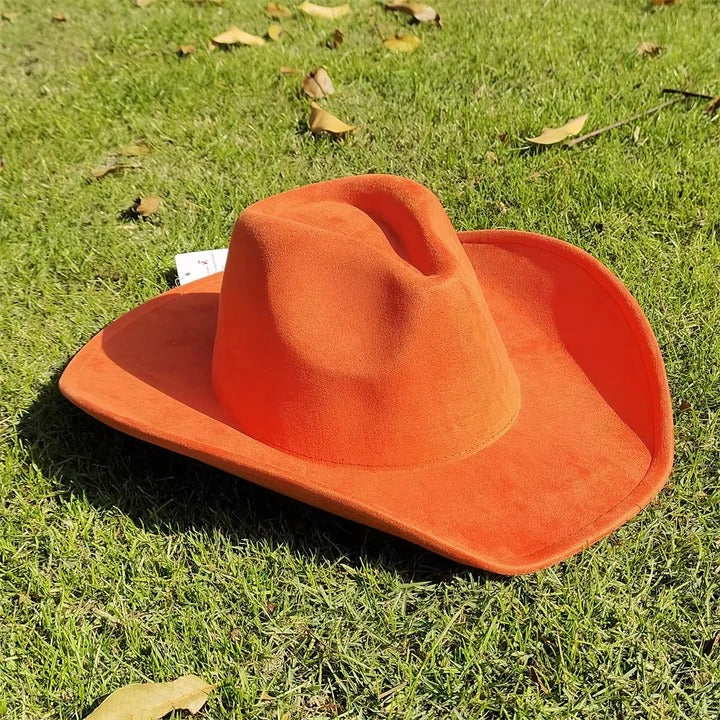 Cowboy Hat Faux Suede Wide Brim Structured Crown