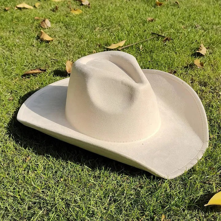 Cowboy Hat Faux Suede Wide Brim Structured Crown