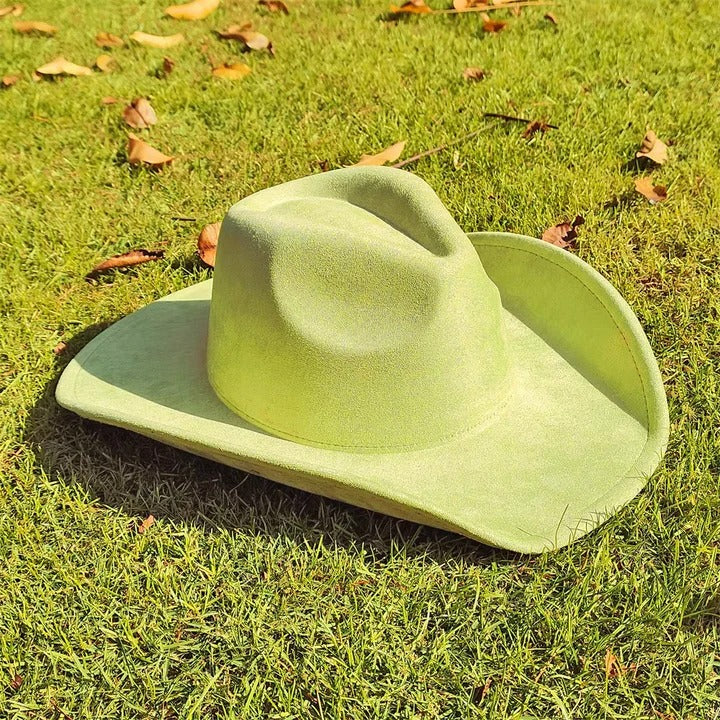 Cowboy Hat Faux Suede Wide Brim Structured Crown