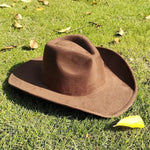 Cowboy Hat Faux Suede Wide Brim Structured Crown