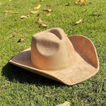 Cowboy Hat Faux Suede Wide Brim Structured Crown