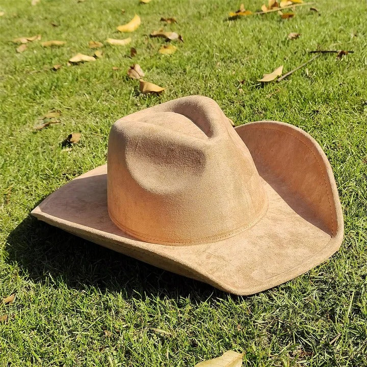 Cowboy Hat Faux Suede Wide Brim Structured Crown