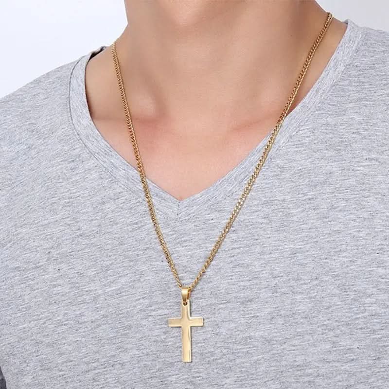 Cross Necklace Stainless Steel Pendant 23.62-Inch Chain
