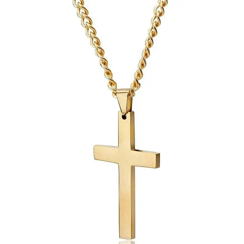 Cross Necklace Stainless Steel Pendant 23.62-Inch Chain