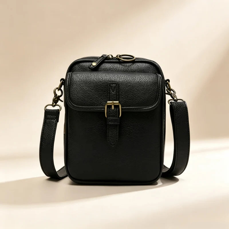 Crossbody Bag Compact Square Anti-Theft Zipper Adjustable Strap