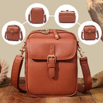 Crossbody Bag Compact Square Anti-Theft Zipper Adjustable Strap