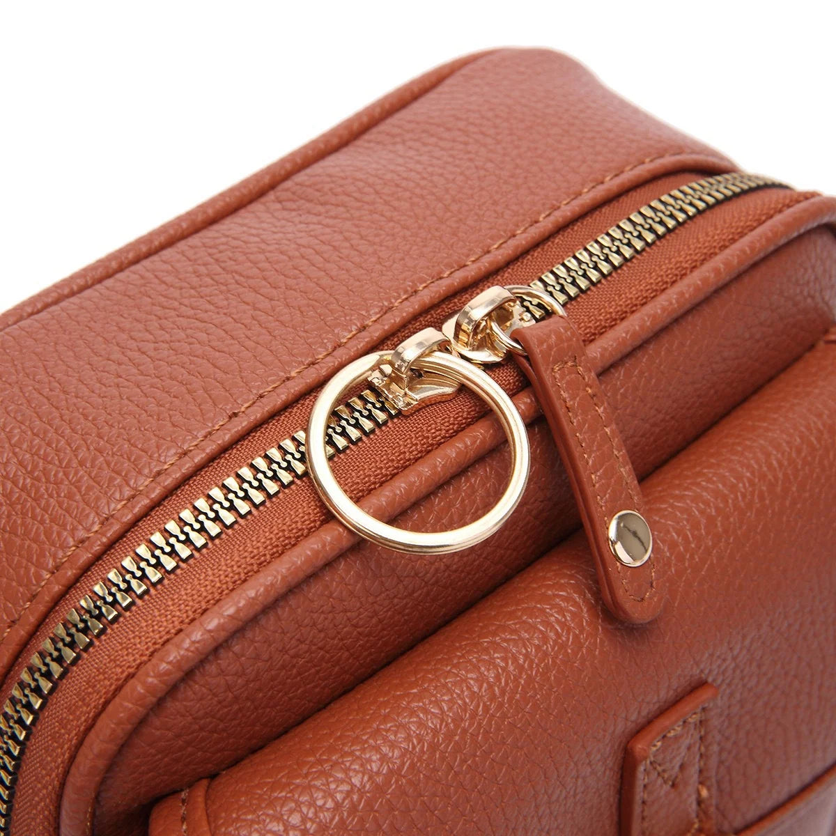 Crossbody Bag Compact Square Anti-Theft Zipper Adjustable Strap