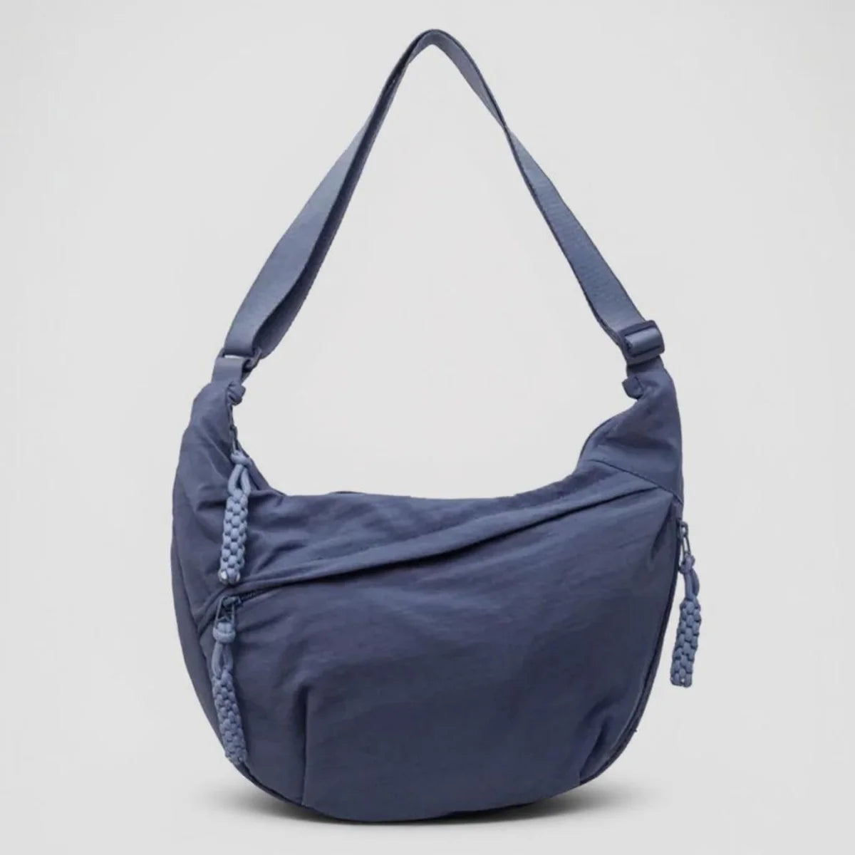 Crossbody Bag Nylon Three Zip Compartments Adjustable Strap