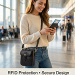 Crossbody Bag RFID-Blocking Wallet Glasses Compartment