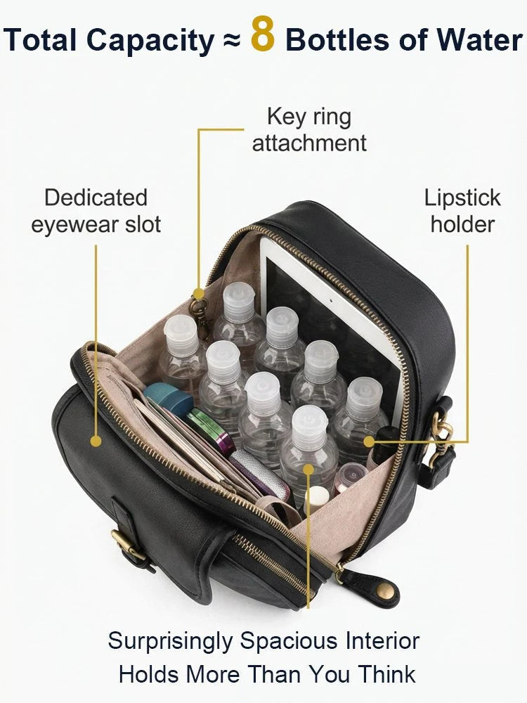 Crossbody Bag RFID-Blocking Wallet Glasses Compartment