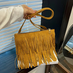 Crossbody Bag Suede Fringe Adjustable Strap Zip Closure