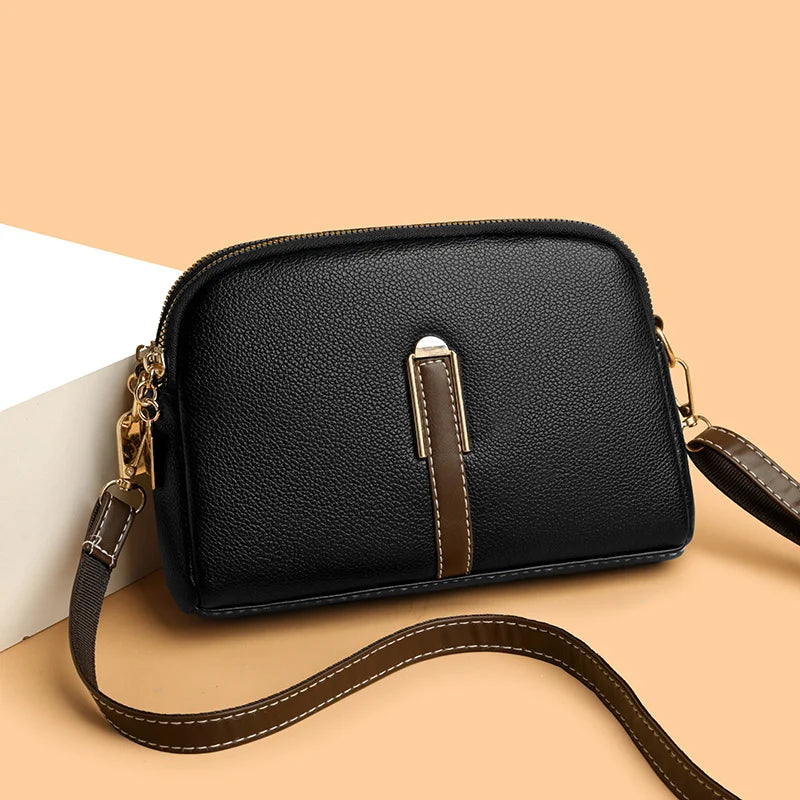 Crossbody Bag Textured Adjustable Strap Multiple Compartments