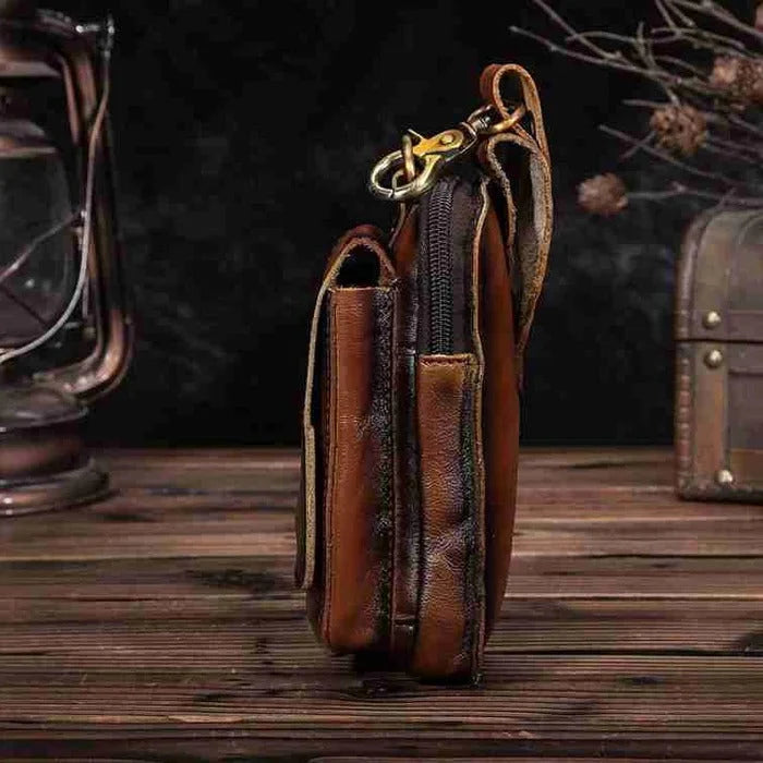 Crossbody Belt Bag Vintage-Inspired Multiple Pockets & Secure Closure