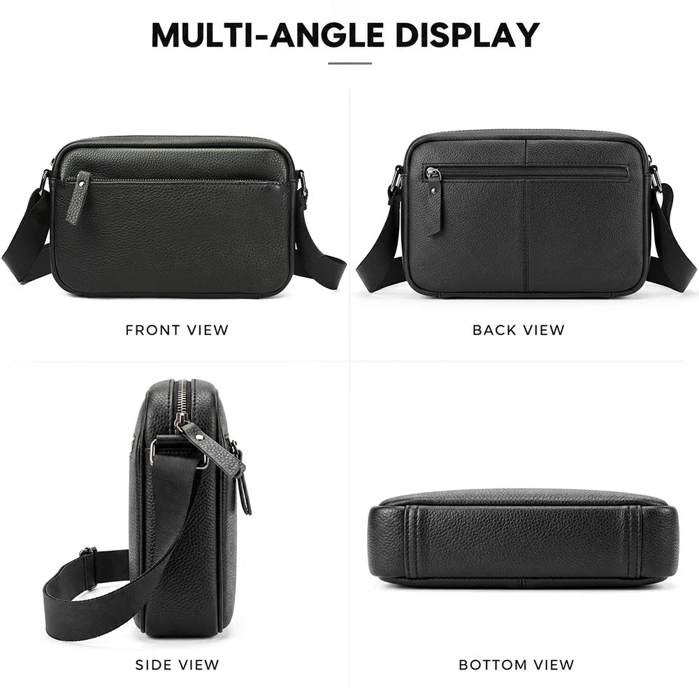 Crossbody Messenger Bag Genuine Leather Adjustable Strap