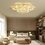 Crystal Chandelier Lotus Design Flush Mount Dimmable Remote Control