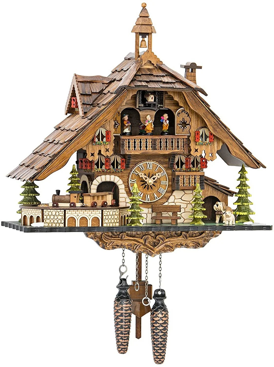 Cuckoo Clock Wooden Chalet Design Musical Chime Night Shutoff