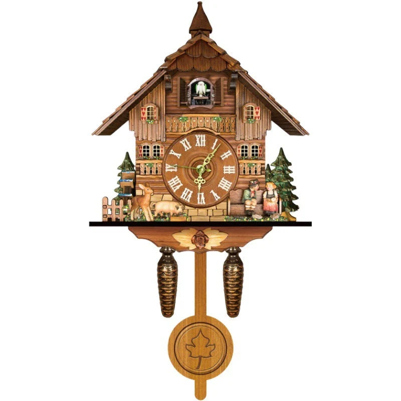 Cuckoo Clock Wooden Chalet Design Musical Chime Night Shutoff