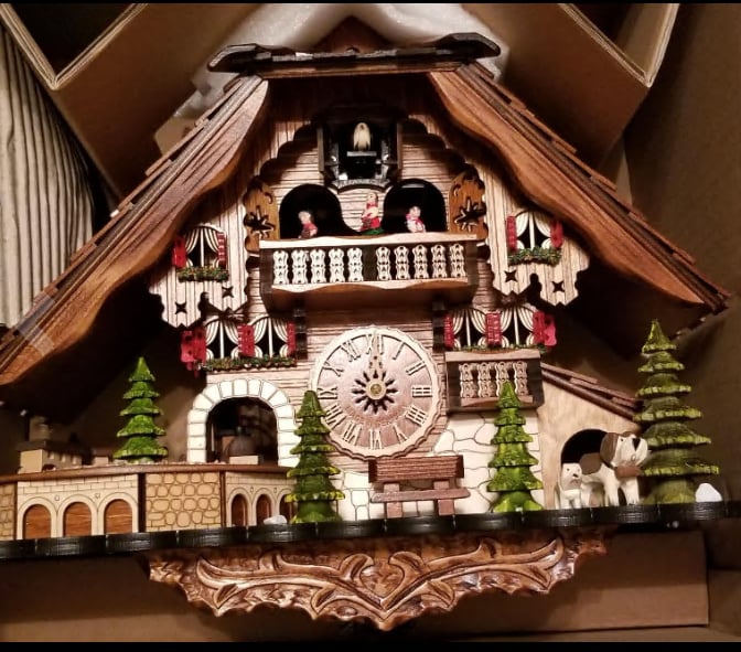 Cuckoo Clock Wooden Chalet Design Musical Chime Night Shutoff