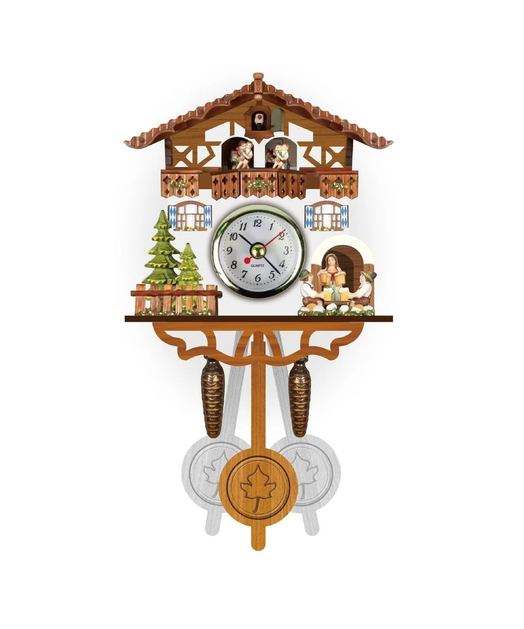 Cuckoo Clock Wooden Chalet Design Musical Chime Night Shutoff
