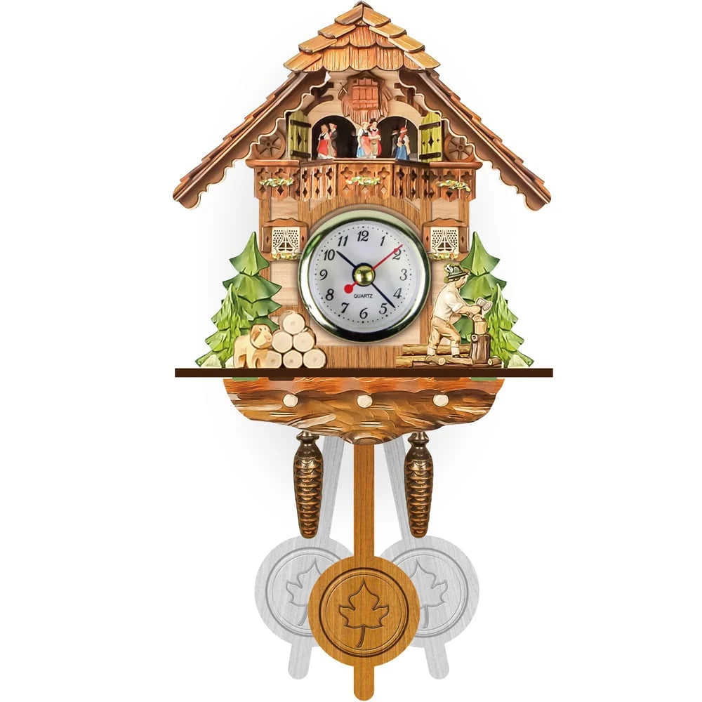 Cuckoo Clock Wooden Chalet Design Musical Chime Night Shutoff