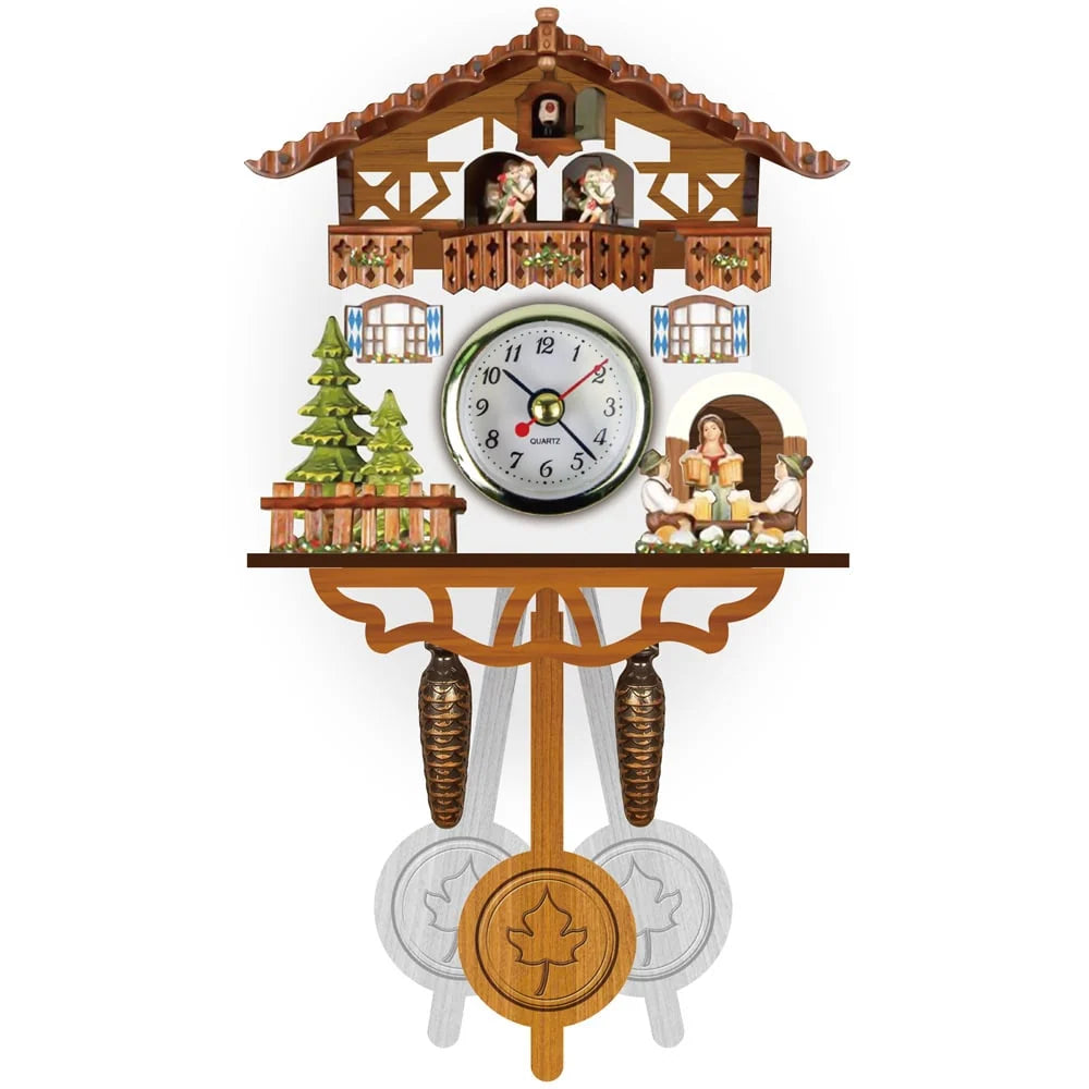 Cuckoo Clock Wooden Chalet Design Musical Chime Night Shutoff