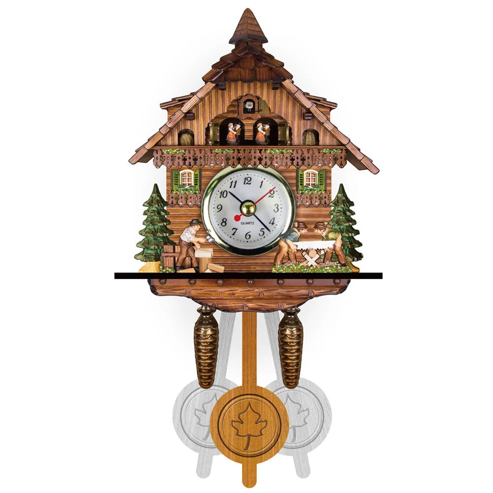 Cuckoo Clock Wooden Chalet Design Musical Chime Night Shutoff