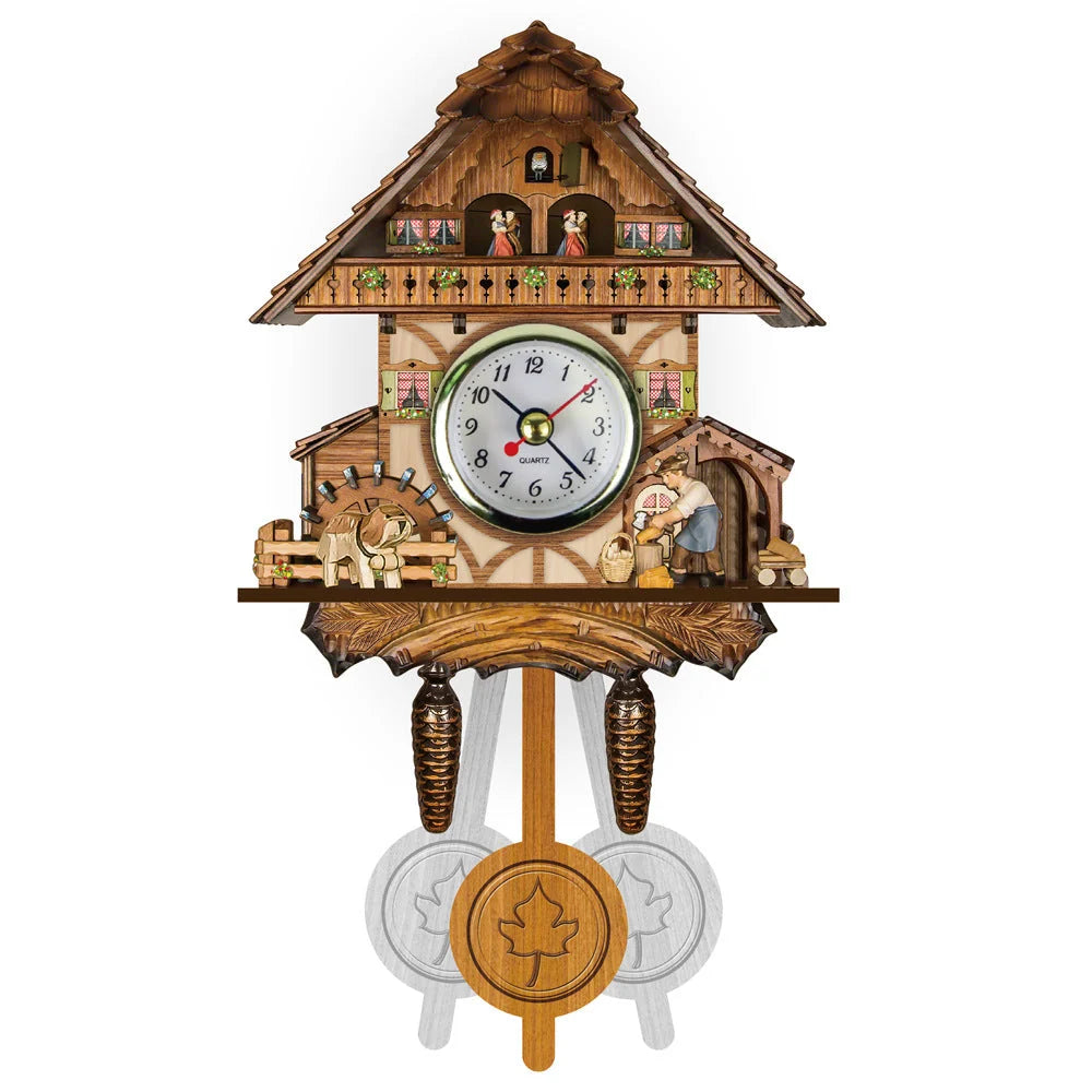 Cuckoo Clock Wooden Chalet Design Musical Chime Night Shutoff