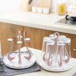 Cup Drying Rack Stainless Steel Holds 6 Cups Rotating Base