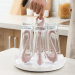 Cup Drying Rack Stainless Steel Holds 6 Cups Rotating Base