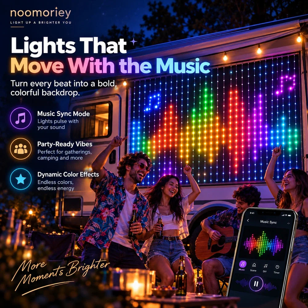 Curtain Lights RGB App-Controlled Music Sync Custom Patterns