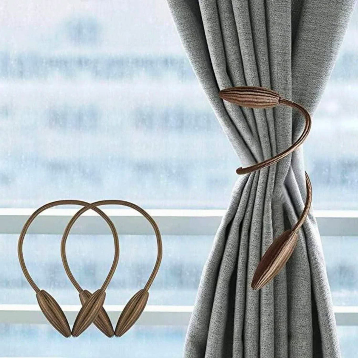 Curtain Tiebacks Flexible Tool-Free Set of 4 or 8