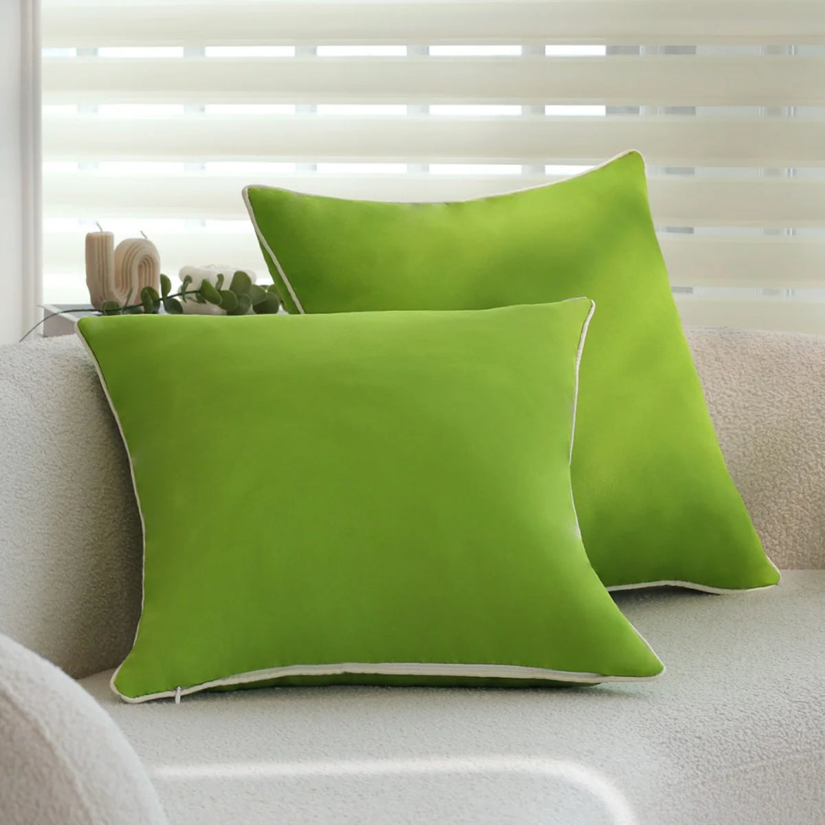Cushion Cover 18x18 Inch Microfiber Contrast Piping Hidden Zipper