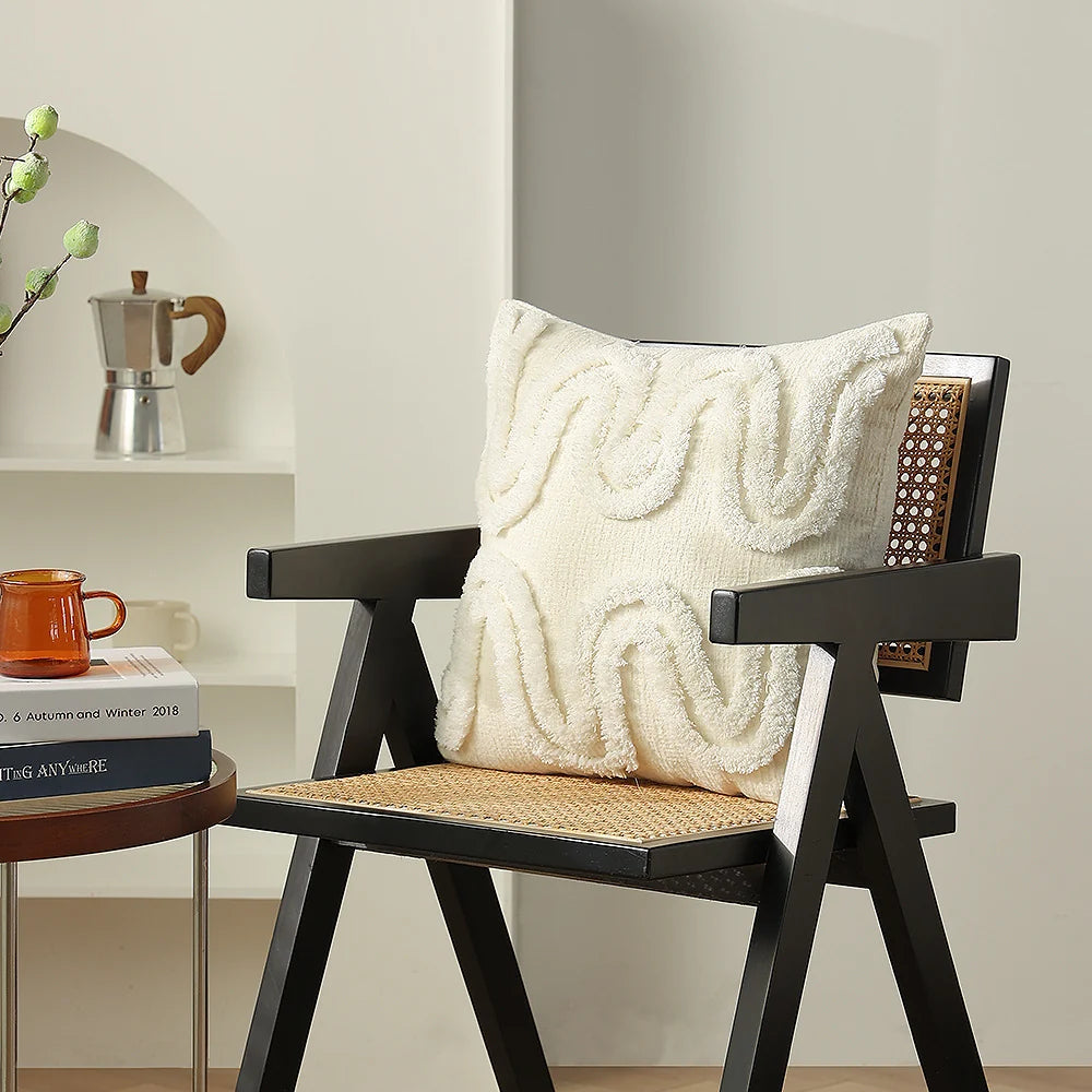 Cushion Cover 18x18in Geometric Tufted Cotton Concealed Zipper