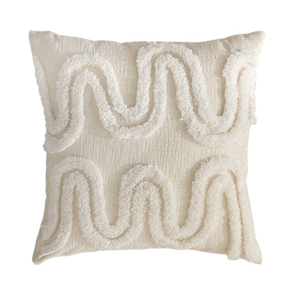 Cushion Cover 18x18in Geometric Tufted Cotton Concealed Zipper