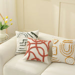 Cushion Cover 18x18in Geometric Tufted Cotton Concealed Zipper