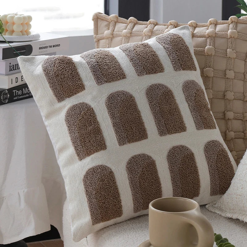 Cushion Cover 18x18in Knotted Grid Concealed Zipper