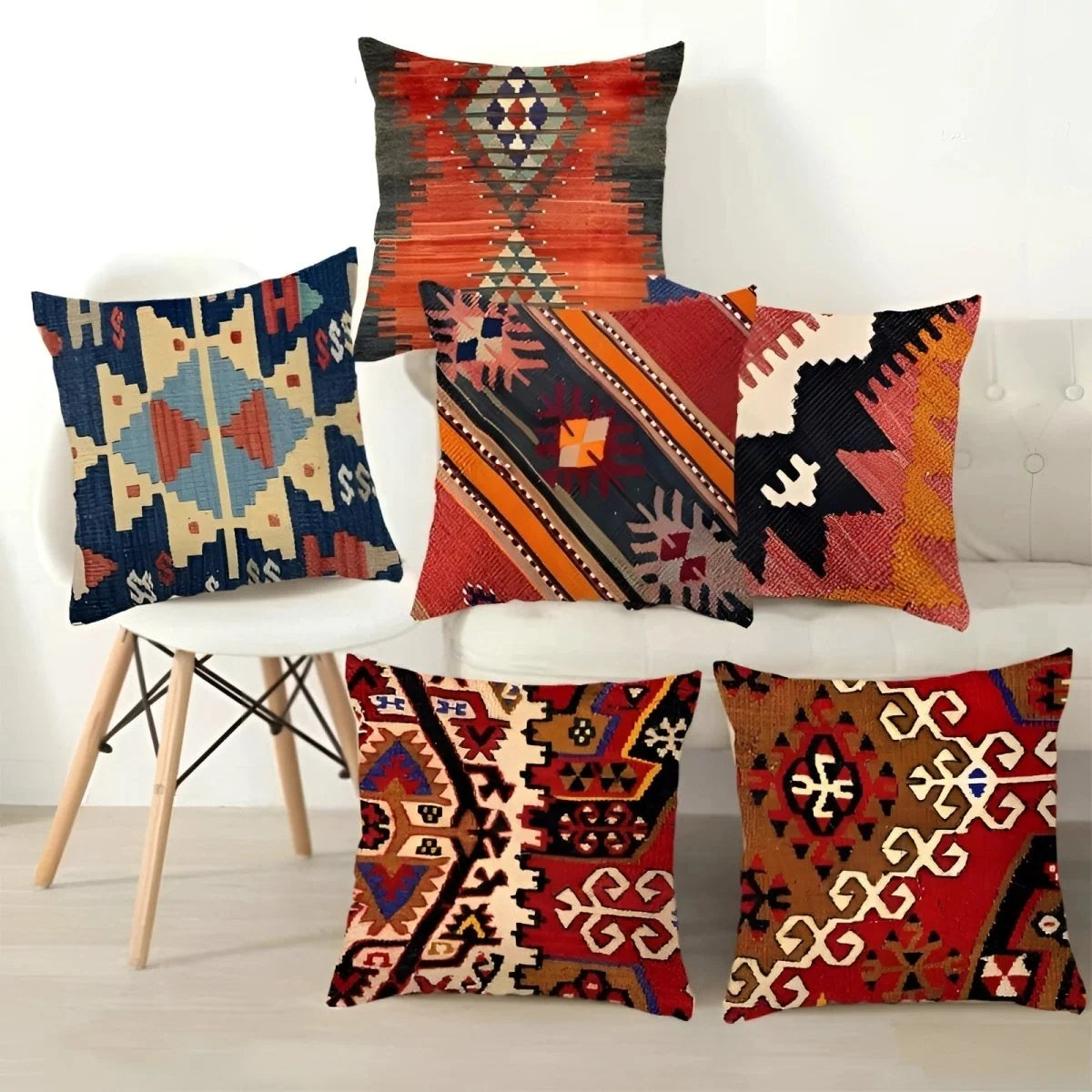 Cushion Cover Boho Pattern Polyester 17.7-Inch Square