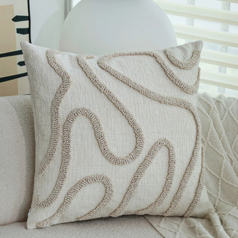 Cushion Cover Botanical Jacquard Satin Piping