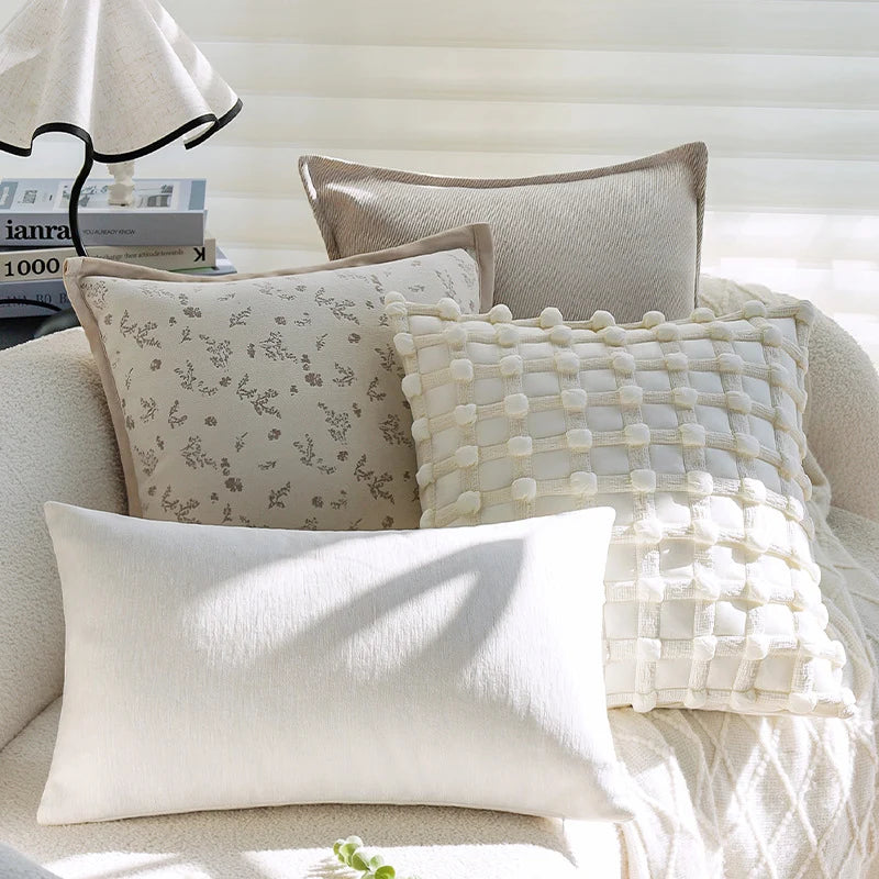 Cushion Cover Botanical Jacquard Satin Piping