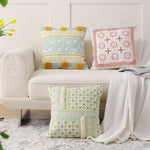 Cushion Cover Botanical Jacquard Tassel Trim 45 × 45 cm