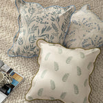 Cushion Cover Botanical Print Cotton Blend Wavy Edge