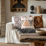 Cushion Cover Bouclé Embroidered Geometric 18 x 18