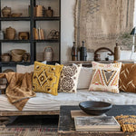 Cushion Cover Bouclé Embroidered Geometric 18 x 18