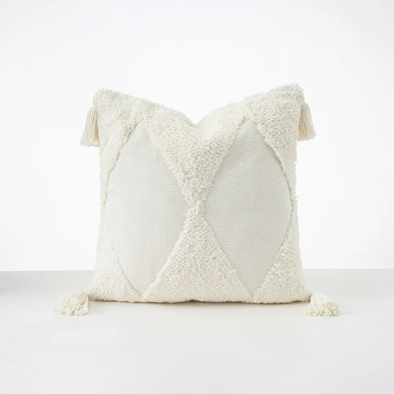 Cushion Cover Bouclé Quilted With Tassels