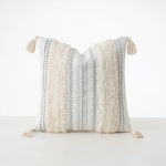 Cushion Cover Bouclé Striped Cotton Blend Corner Tassels