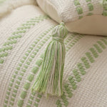 Cushion Cover Bouclé Striped Cotton Blend Corner Tassels