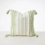Cushion Cover Bouclé Striped Cotton Blend Corner Tassels