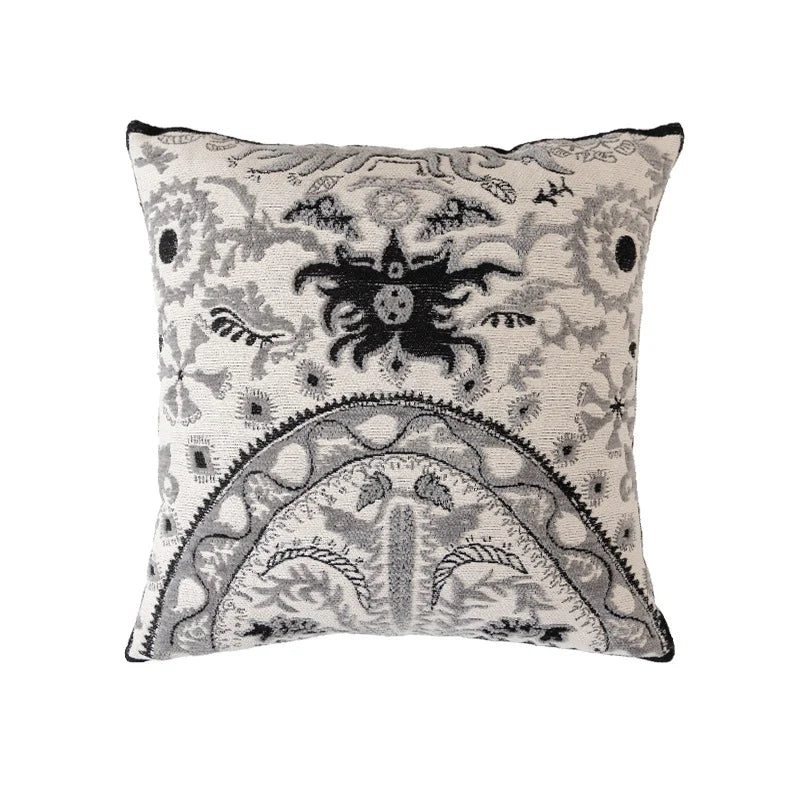 Cushion Cover Chenille Jacquard Floral Zipper & Machine Washable