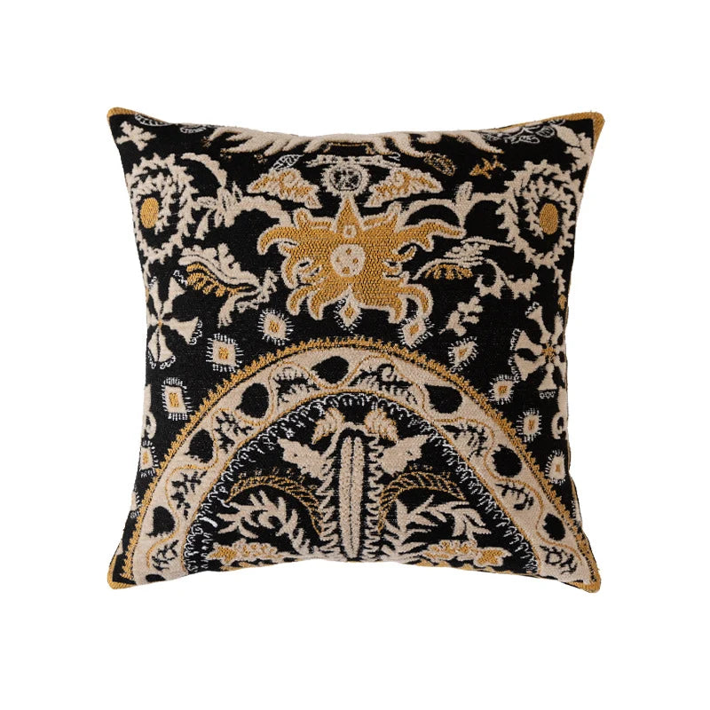 Cushion Cover Chenille Jacquard Floral Zipper & Machine Washable