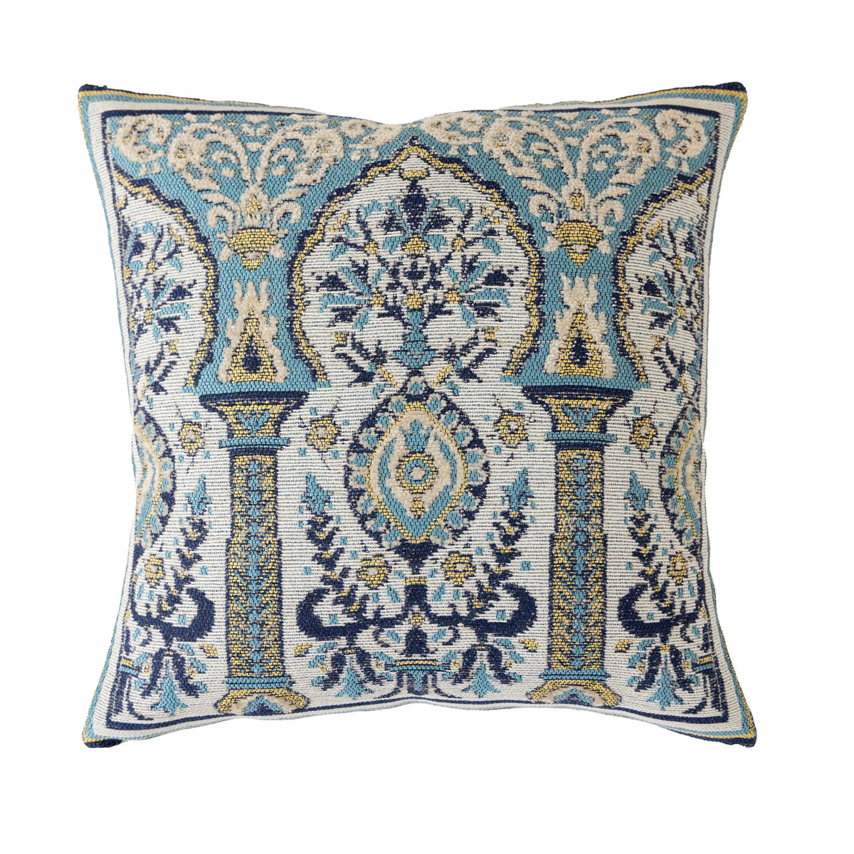 Cushion Cover Chenille Jacquard Floral Zipper & Machine Washable